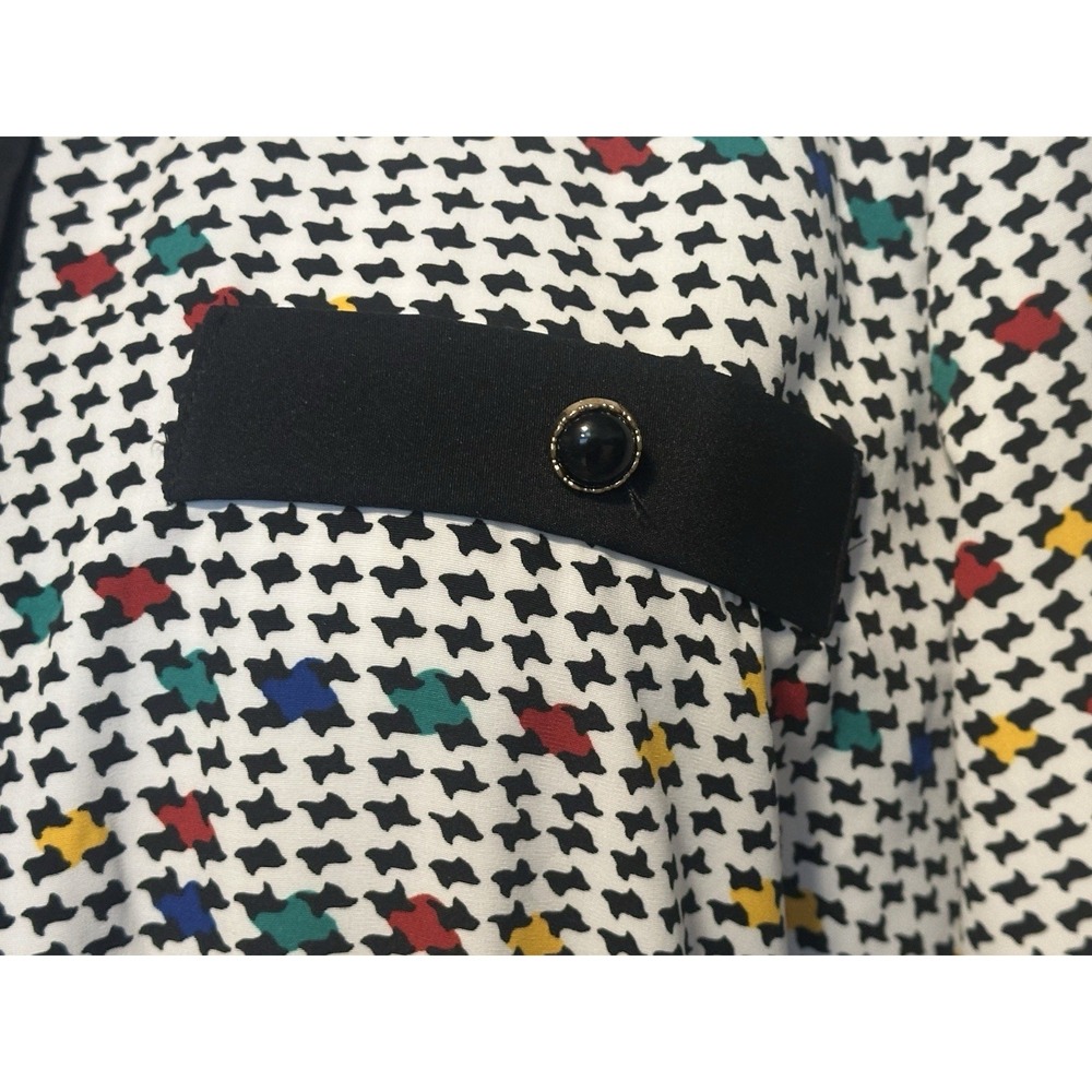 VTG Breli Originals Women Black White Houndstooth Dress Pleated Belted sz 6 NWT - Picture 4 of 13